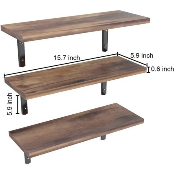 Farmhouse Floating Shelves Wood Wall Mounted Storage Rack Rustic Shelf Home - Picture 7 of 12